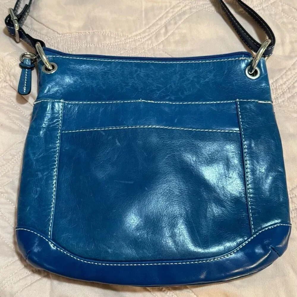 Vintage Y2K Giani Bernini Blue Leather Shoulder Bag